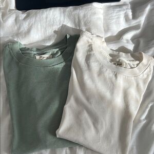Madewell Crewneck Tee Pair - Sage & Cream
